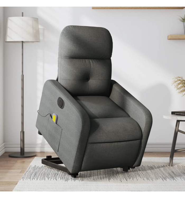 Fauteuil inclinable de massage électrique Gris foncé Tissu | Mobilier & Déco