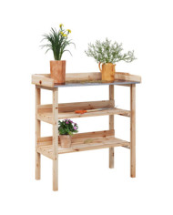 Table à plantes avec étagères 78x38x82,5cm bois de sapin solide | Mobilier & Déco