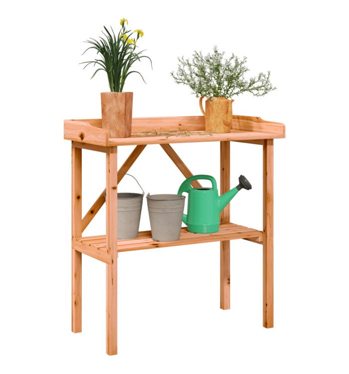 Table à plantes avec étagère marron 78x38x82,5 cm bois de sapin | Mobilier & Déco