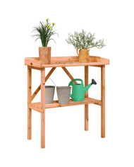 Table à plantes avec étagère marron 78x38x82,5 cm bois de sapin | Mobilier & Déco