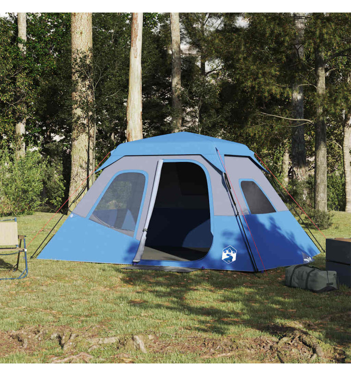 Tente familiale 6 personnes bleu libération rapide imperméable | Mobilier & Déco