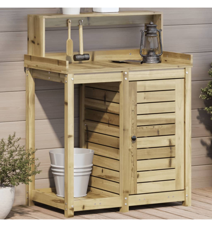 Table de rempotage avec étagères bois de pin imprégné | Mobilier & Déco