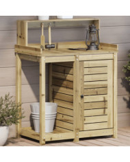 Table de rempotage avec étagères bois de pin imprégné | Mobilier & Déco