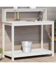 Table de rempotage avec étagères blanc bois massif de pin | Mobilier & Déco