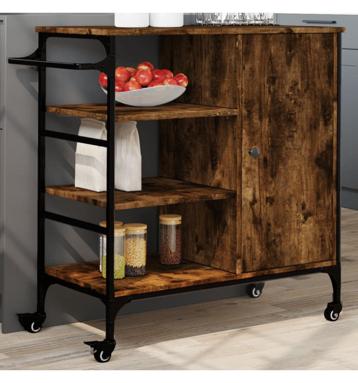 Chariot de cuisine chêne fumé 87,5x38,5x84,5 cm bois ingénierie | Mobilier & Déco