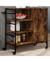 Chariot de cuisine chêne fumé 87,5x38,5x84,5 cm bois ingénierie | Mobilier & Déco