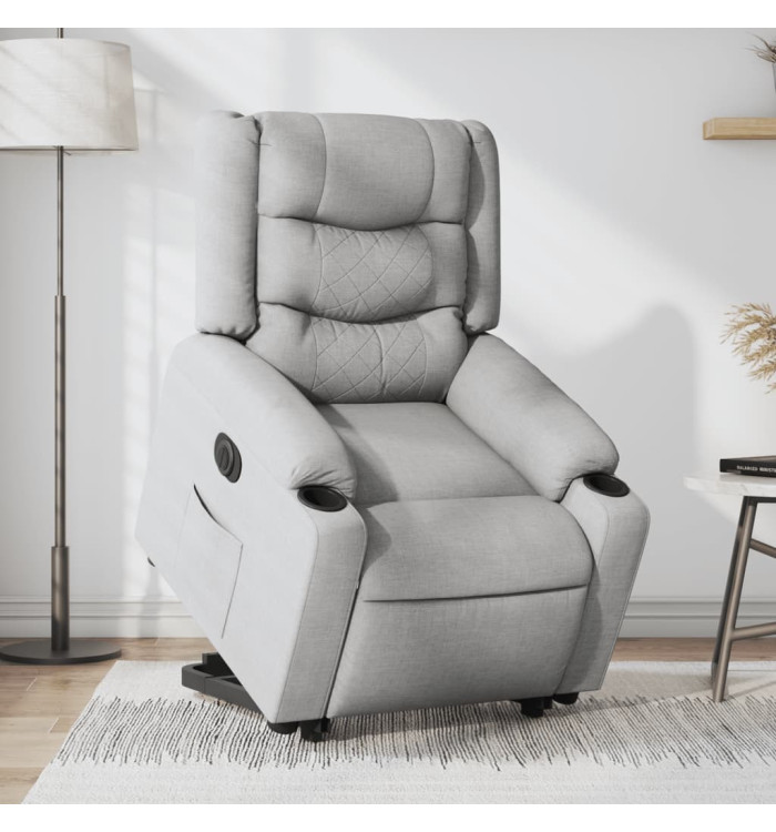 Fauteuil inclinable électrique gris clair tissu | Mobilier & Déco