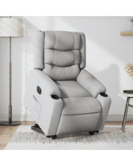Fauteuil inclinable électrique gris clair tissu | Mobilier & Déco