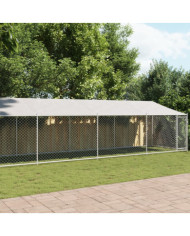 Cage pour chien avec toit et porte gris 10x2x2m acier galvanisé | Mobilier & Déco