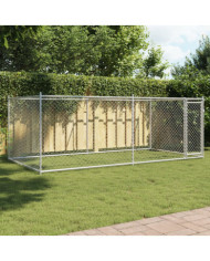 Cage pour chien avec porte gris 4x2x1,5 m acier galvanisé | Mobilier & Déco