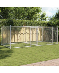 Cage pour chien avec portes gris 4x2x1,5 m acier galvanisé | Mobilier & Déco