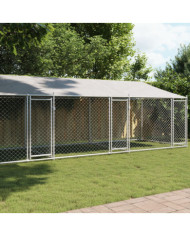 Cage pour chien avec toit et portes gris 8x2x2m acier galvanisé | Mobilier & Déco