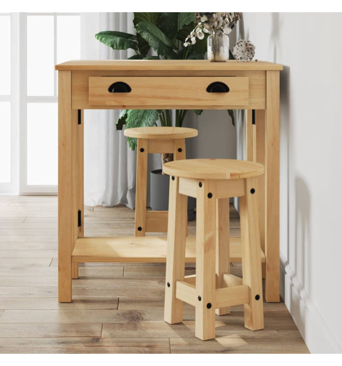 Tabourets de bar lot de 2 bois massif de pin | Mobilier & Déco