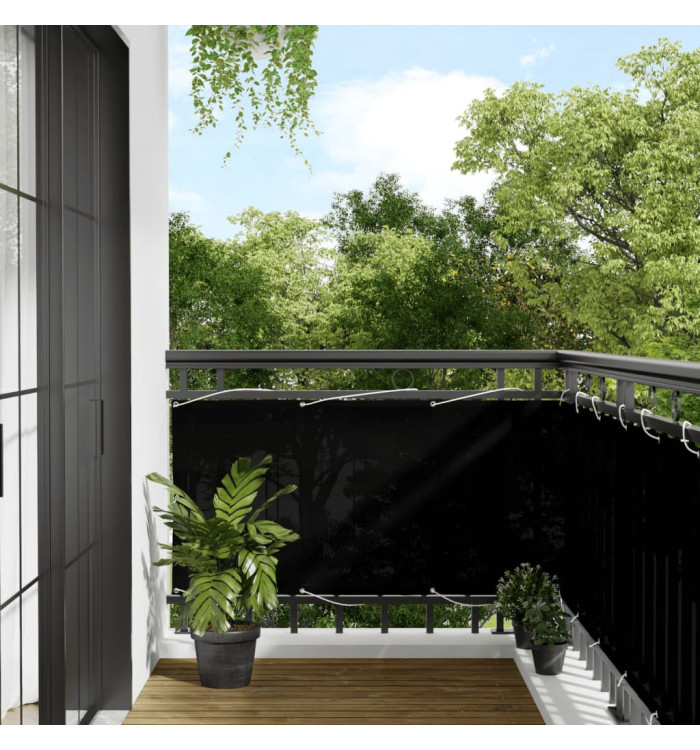 Écran de balcon noir 75x1000 cm 100% polyester oxford | Mobilier & Déco