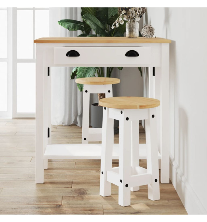 Tabourets de bar lot de 2 blanc bois massif de pin | Mobilier & Déco