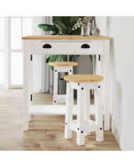 Tabourets de bar lot de 2 blanc bois massif de pin | Mobilier & Déco