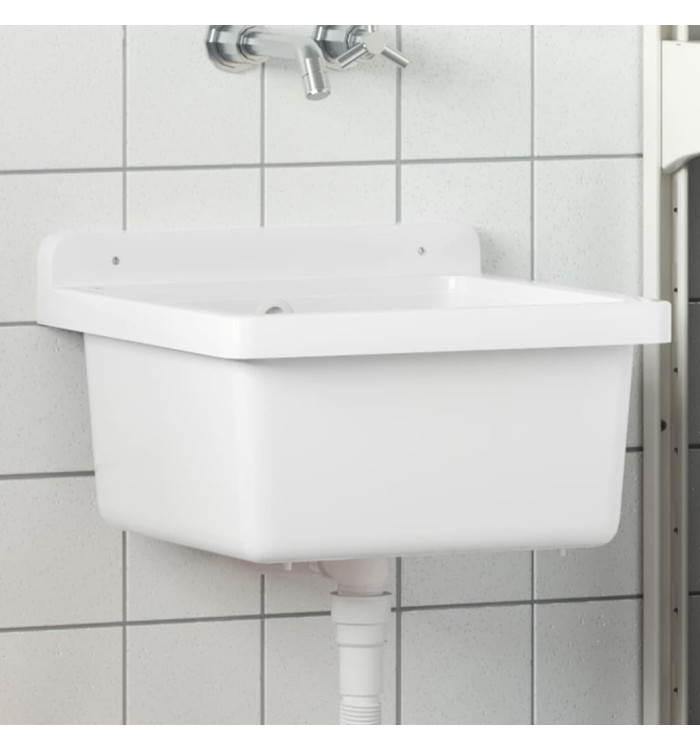 Lavabo pour montage murale blanc 40x40x24 cm résine | Mobilier & Déco