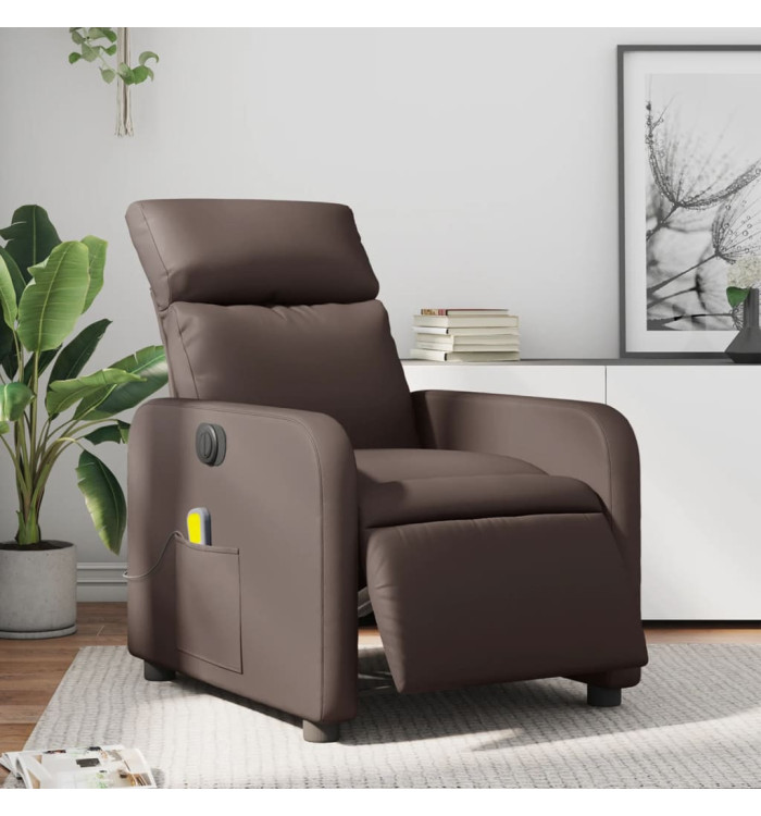 Fauteuil de massage inclinable électrique marron similicuir | Mobilier & Déco