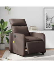 Fauteuil de massage inclinable électrique marron similicuir | Mobilier & Déco