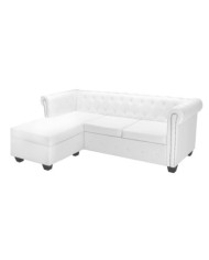 Canapé Chesterfield en forme de L similicuir blanc | Mobilier & Déco
