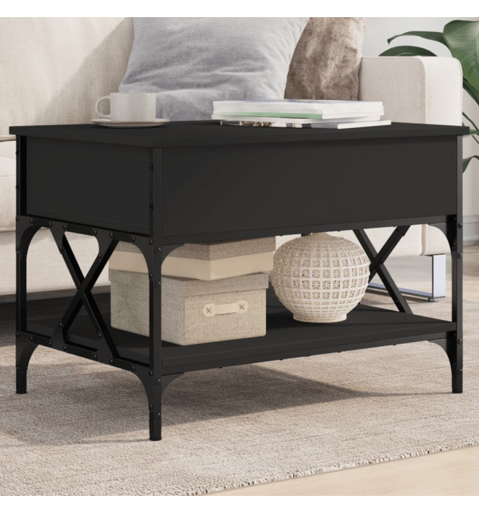 Table basse noir 70x50x50 cm bois d'ingénierie et métal | Mobilier & Déco