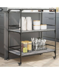 Chariot de cuisine sonoma gris 100,5x50x105cm bois d'ingénierie | Mobilier & Déco