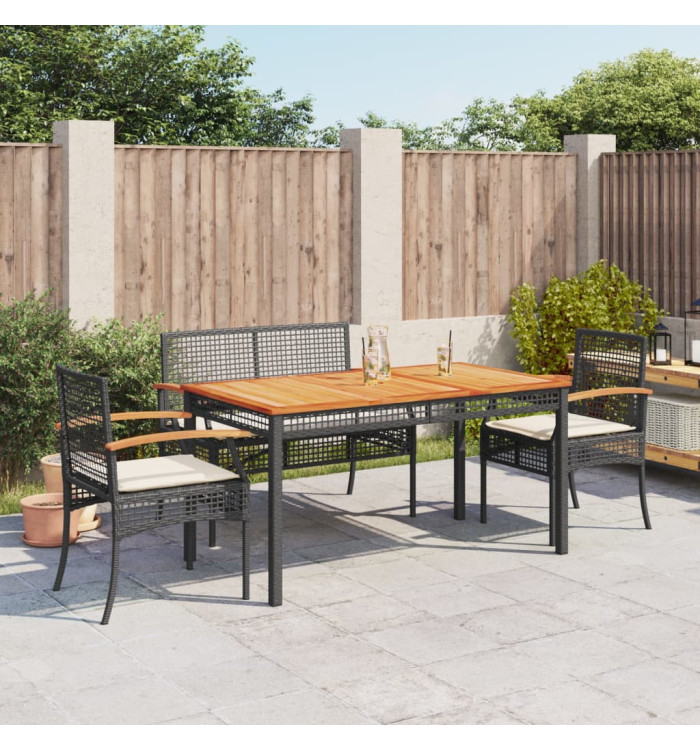 Ensemble à manger de jardin 4 pcs avec coussins noir | Mobilier & Déco