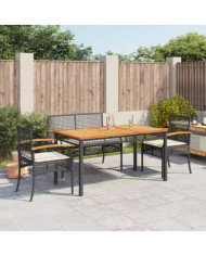 Ensemble à manger de jardin 4 pcs avec coussins noir | Mobilier & Déco