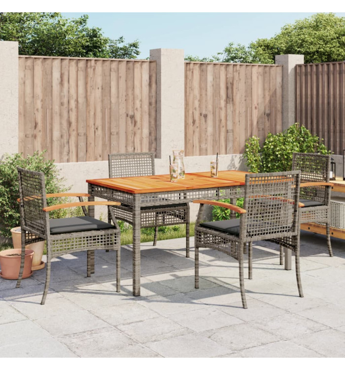 Ensemble à manger de jardin 5 pcs coussins gris résine tressée | Mobilier & Déco