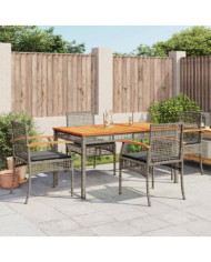 Ensemble à manger de jardin 5 pcs coussins gris résine tressée | Mobilier & Déco