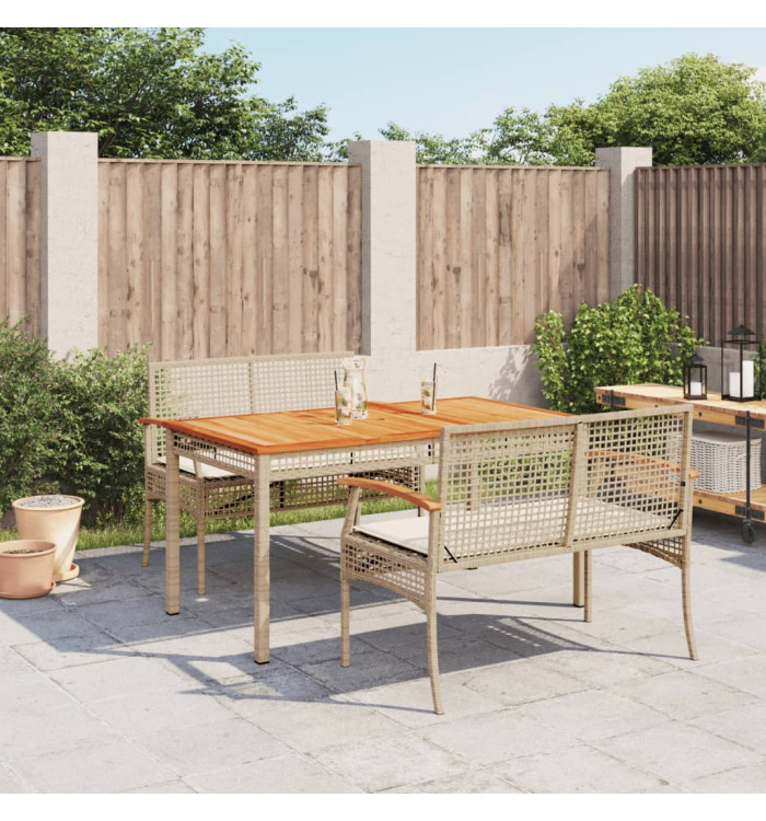 Ensemble à manger de jardin et coussins 3 pcs Beige poly rotin | Mobilier & Déco