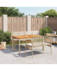 Ensemble à manger de jardin et coussins 3 pcs Beige poly rotin | Mobilier & Déco