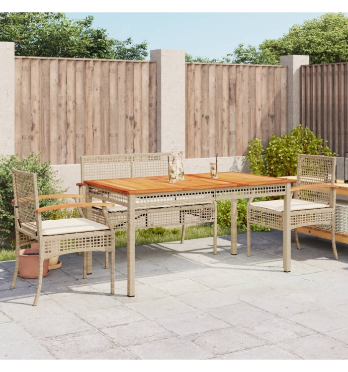 Ensemble à manger de jardin avec coussins 5pcs Beige poly rotin | Mobilier & Déco