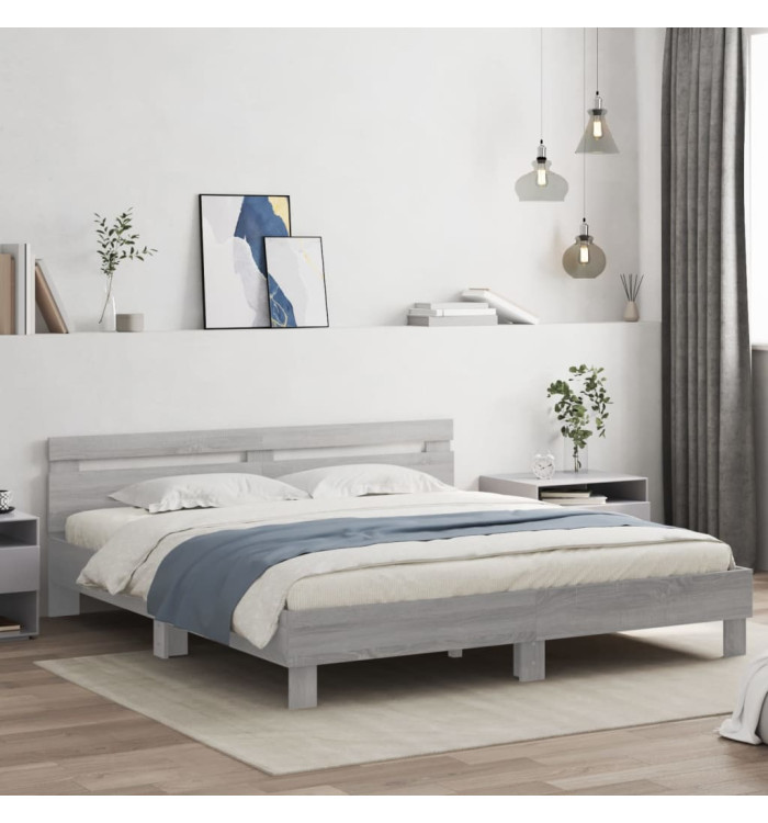 Cadre de lit sans matelas sonoma gris 180x200 cm | Mobilier & Déco