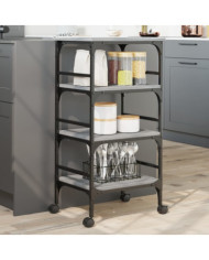 Chariot de cuisine sonoma gris 45x35x89,5 cm bois d'ingénierie | Mobilier & Déco