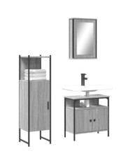Ensemble de meubles de salle de bain 3 pcs Sonoma gris | Mobilier & Déco