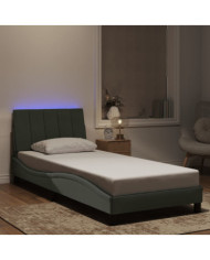 Cadre de lit avec LED sans matelas gris clair 80x200 cm velours | Mobilier & Déco