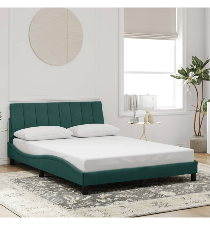 Cadre de lit sans matelas vert foncé 140x200 cm velours | Mobilier & Déco