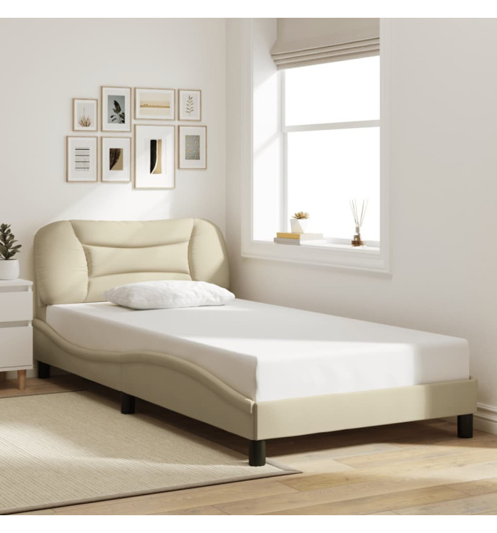Cadre de lit sans matelas crème 100x200 cm tissu | Mobilier & Déco