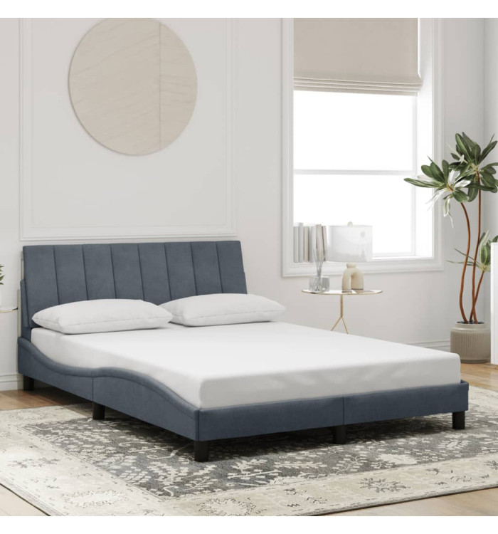 Cadre de lit sans matelas gris foncé 140x200 cm velours | Mobilier & Déco