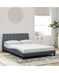 Cadre de lit sans matelas gris foncé 140x200 cm velours | Mobilier & Déco