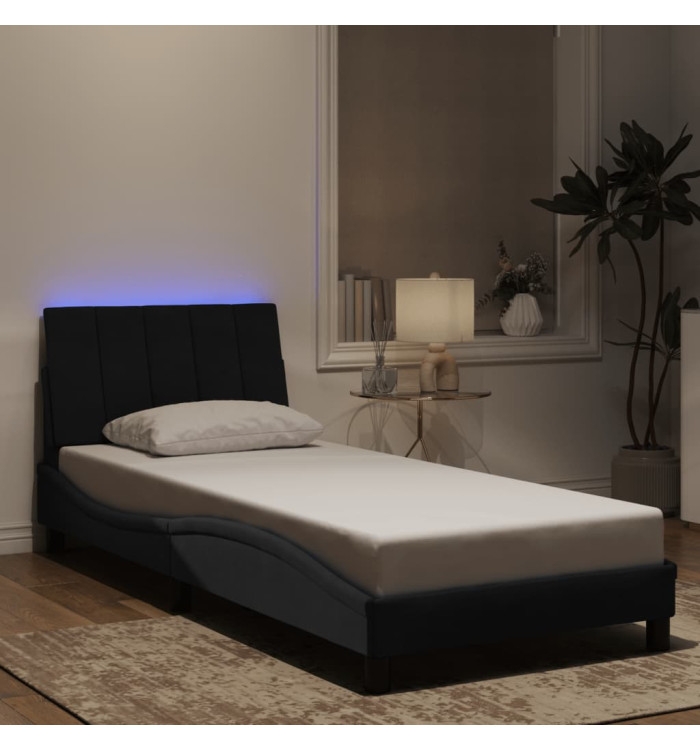Cadre de lit avec LED sans matelas noir 80x200 cm velours | Mobilier & Déco