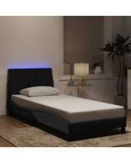 Cadre de lit avec LED sans matelas noir 80x200 cm velours | Mobilier & Déco