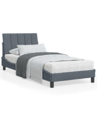 Lit avec matelas gris foncé 90x200 cm velours | Mobilier & Déco