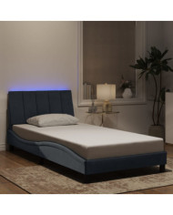 Cadre de lit avec LED sans matelas gris foncé 100x200cm velours | Mobilier & Déco