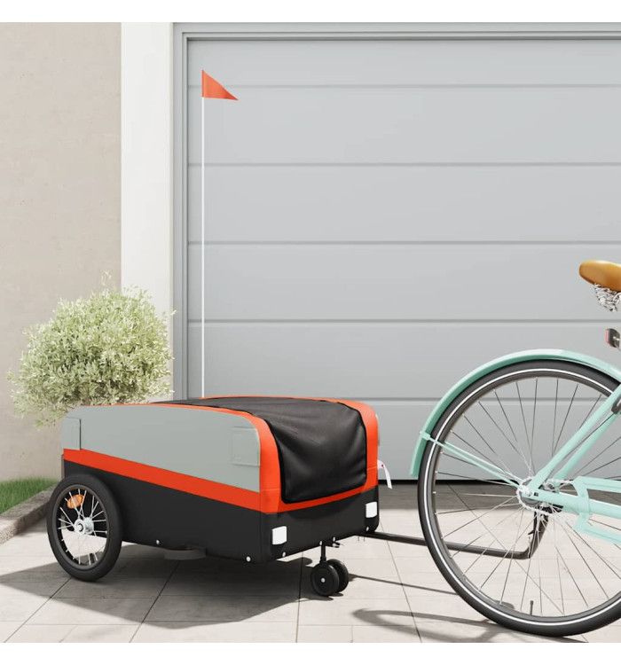 Remorque de vélo noir et orange 45 kg fer | Mobilier & Déco