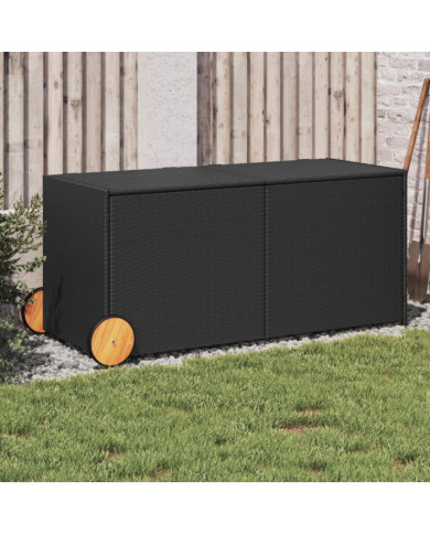 Boîte de rangement de jardin et roues noir 283L résine tressée | Mobilier & Déco
