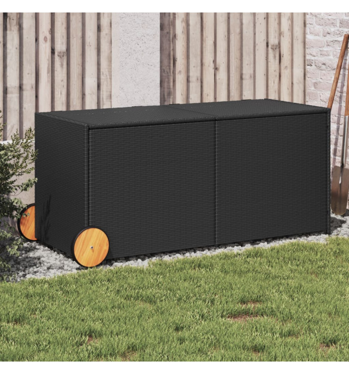 Boîte de rangement de jardin et roues noir 283L résine tressée | Mobilier & Déco