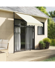 Auvent rétractable crème 150x150 m tissu et acier | Mobilier & Déco