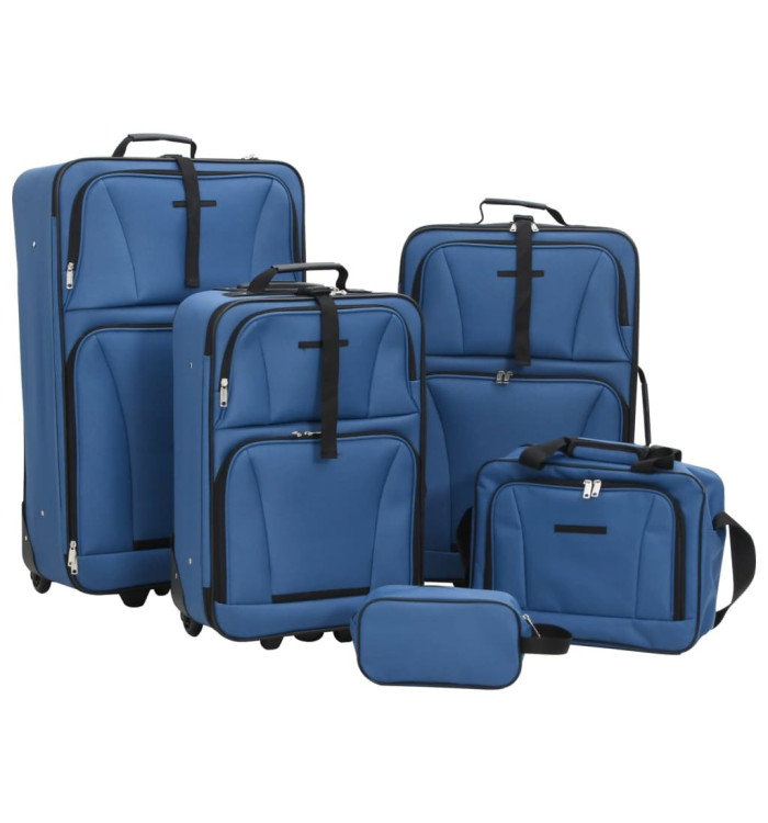 Ensemble de bagages de voyage bleu tissu | Mobilier & Déco
